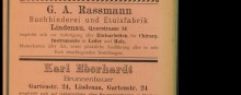 Bildinhalt: Anzeigen aus dem Adrebuch fr Lindenau-Plagwitz und Neu-Schleuig 1887