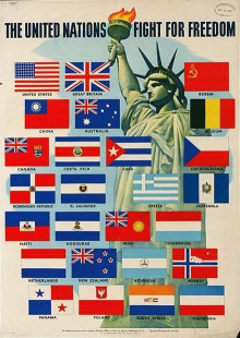 Bildinhalt: The United Nations Fight for Freedom – US-amerikanisches Poster von 1942. Quelle: wikipedia, User: Cusio. First UN poster, August 1942.