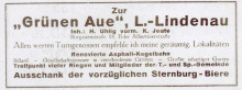 Bildinhalt: Reklame von 1925 der Gaststätte 