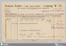 Bildinhalt: Rechnung der Fa. Robert Keller, Inh. Kurt Keller, Leipzig, Tr-, Fenster- und Mbelbeschlge, Werkzeuge, Leipzig W 33, Ltzner Str. 16 b, vom 24.11.1926. Digitalisat: SLUB Dresden, Schsisches Wirtschaftsarchiv e.V., CC BY-SA 4.0.JPG