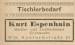 Anzeige aus dem Leipziger Adressbuch 1948 in der Sparte Tischlerbedarf: Fa. Kurt Espenhain, Kuhturmstraße 21, Leipzig W 33. Quelle: Archiv Gerd Horn