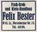 Fischhandlung Felix Bester in der Merseburger Str. 73. Reklame-Anzeige von 1932. Archiv Gerd Horn