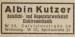 Eintrag der Fa. Albin Kutzer, Leipzig W 33, Calvisiusstrae 38, in der Rubrik 